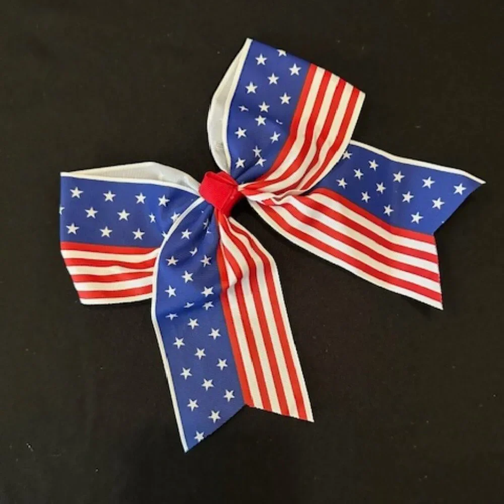 American Flag Cheer Bow  7362  Handmade NWT Boutique